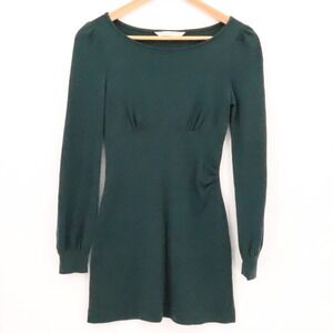 Diane Von Furstenberg Wool Mini Dress Green Vintage 90s Minimalist  DVF Size 6